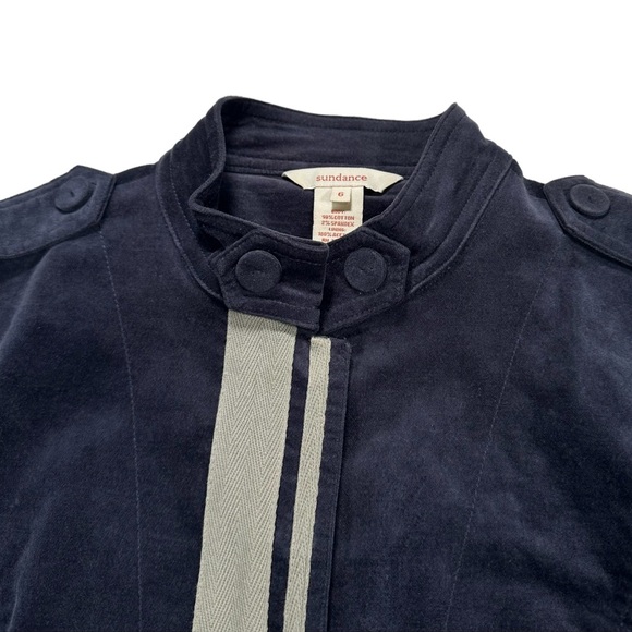 Sundance Velveteen Furlough Jacket Velvet Military Blazer Blue Womens 6 RARE - Picture 4 of 12